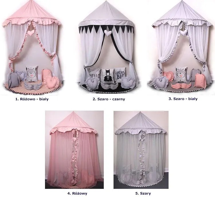 Różowy baldachim dla dziewczynki z oświetleniem LED T0-K52