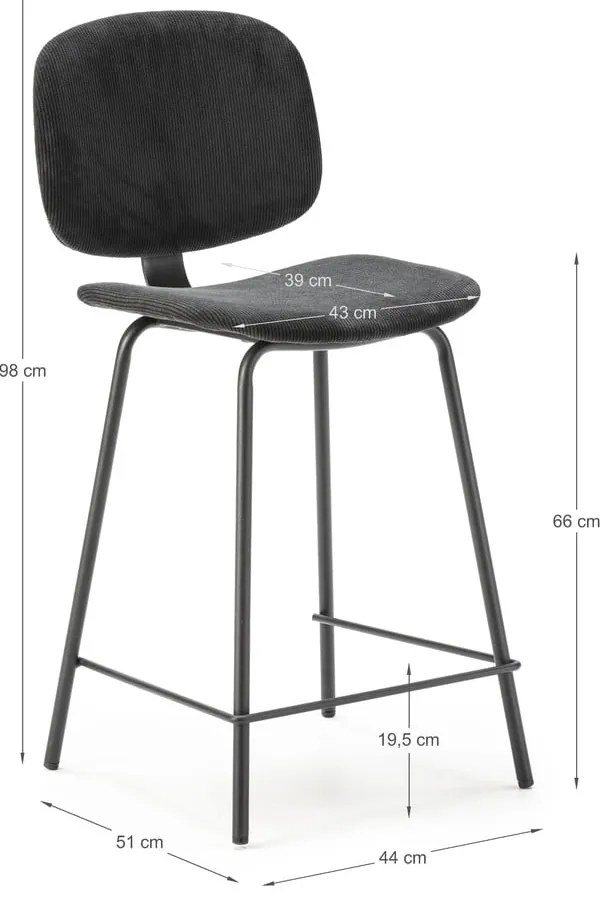 Czarne hokery zestaw 2 szt. (wysokość siedziska 66 cm) Arus – Marckeric