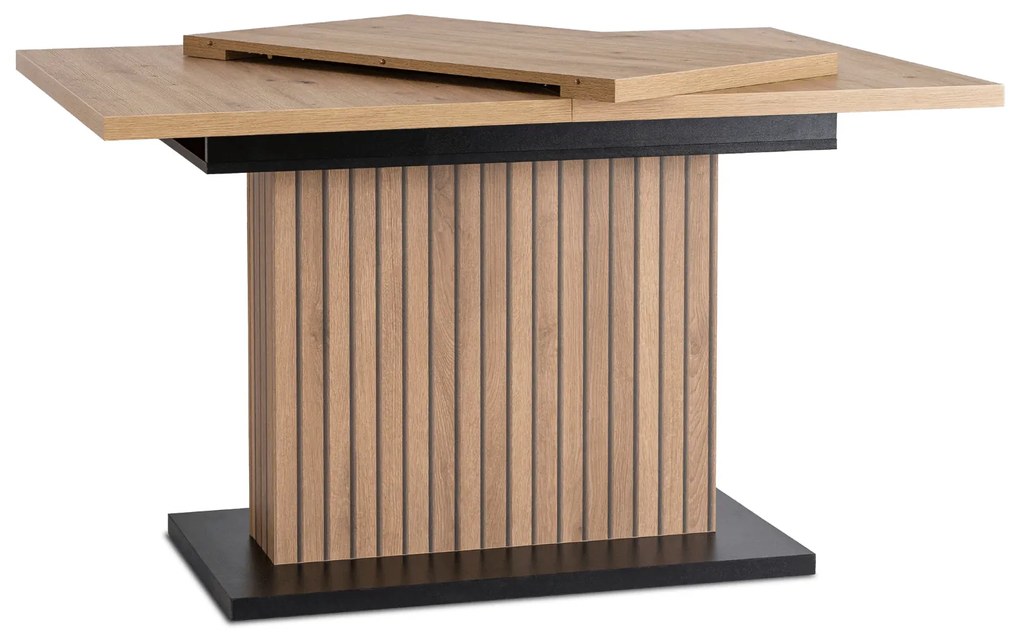 Stół Prostokątny Rozkładany z Lamelami GIANT 130-180 cm Dąb Artisan/Czarny Nowoczesny Loft