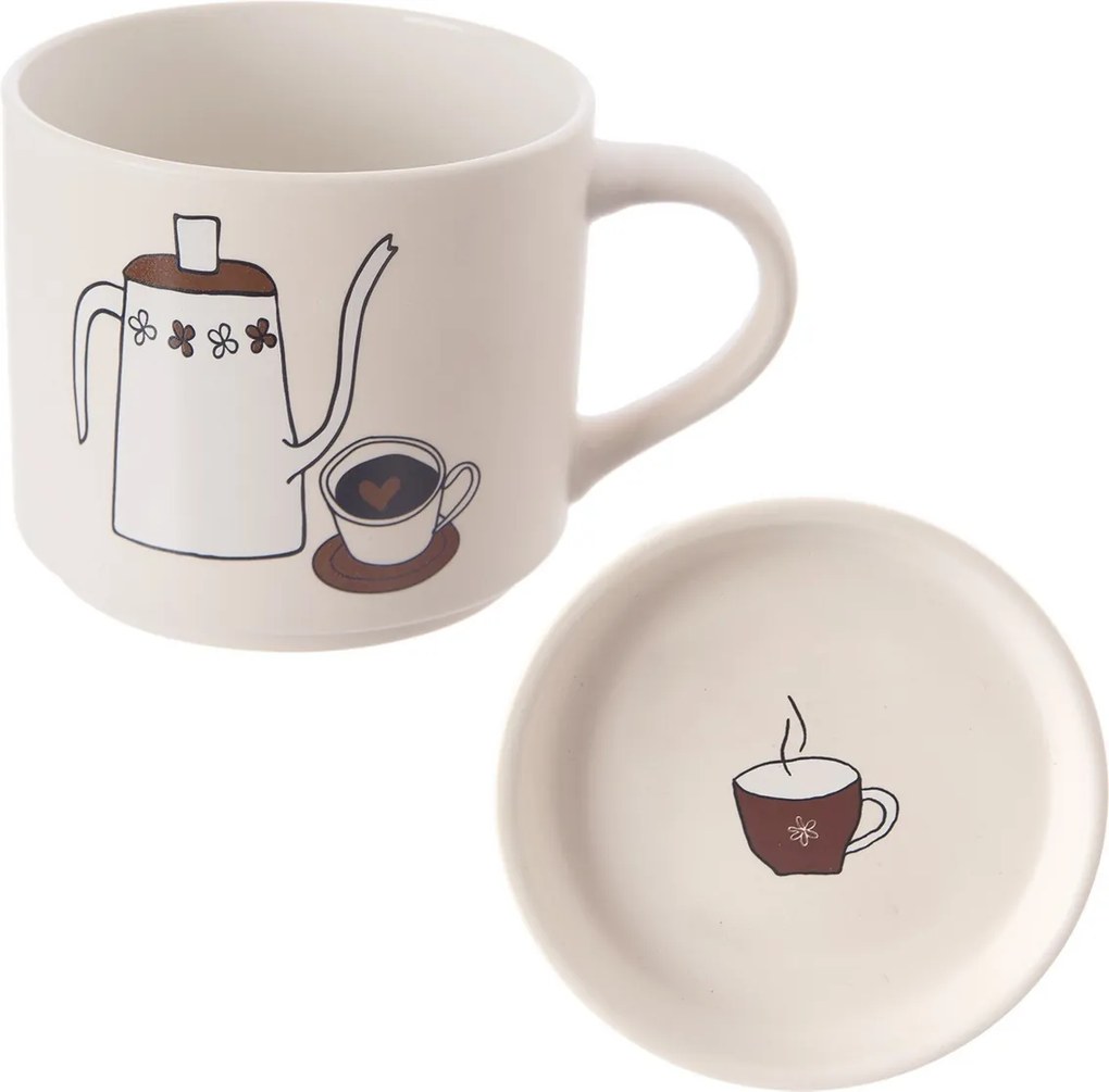 Orion Kubek porcelanowy z pokrywką Kawa, 0,45 l