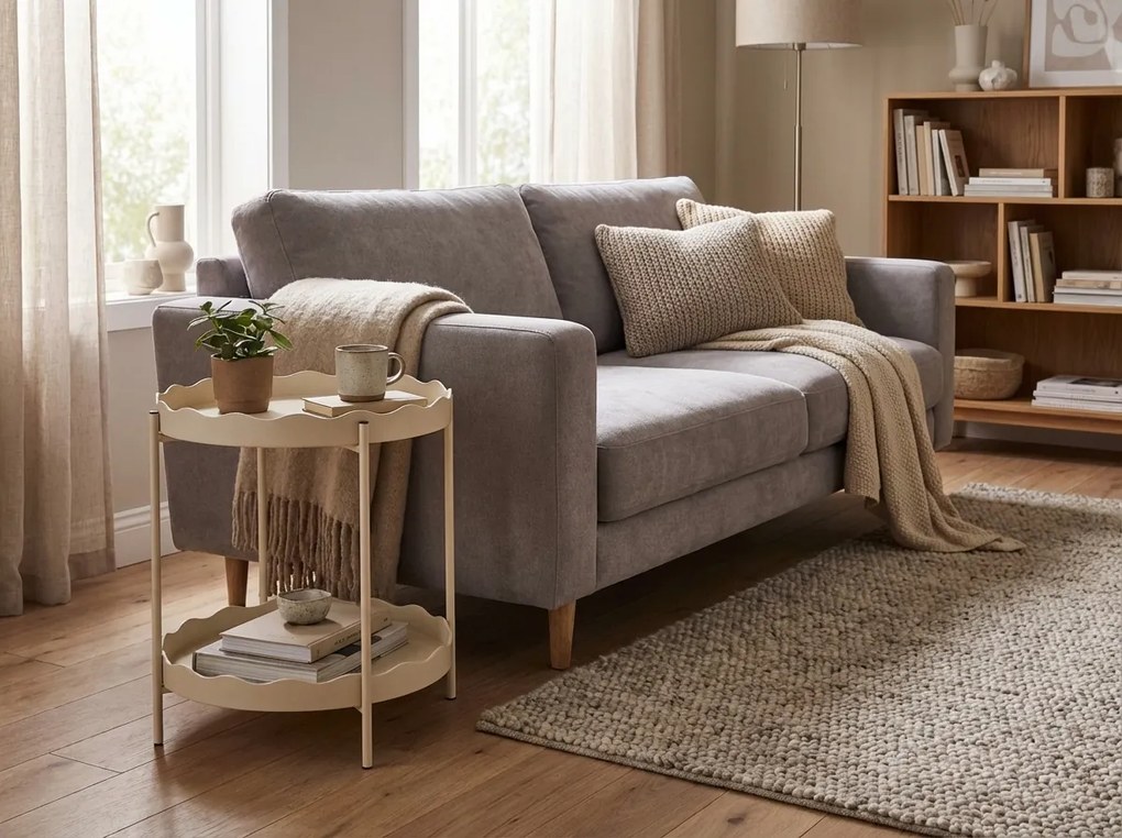 Stolik pomocniczy RAVELO Ø 40,5 cm, beżowy