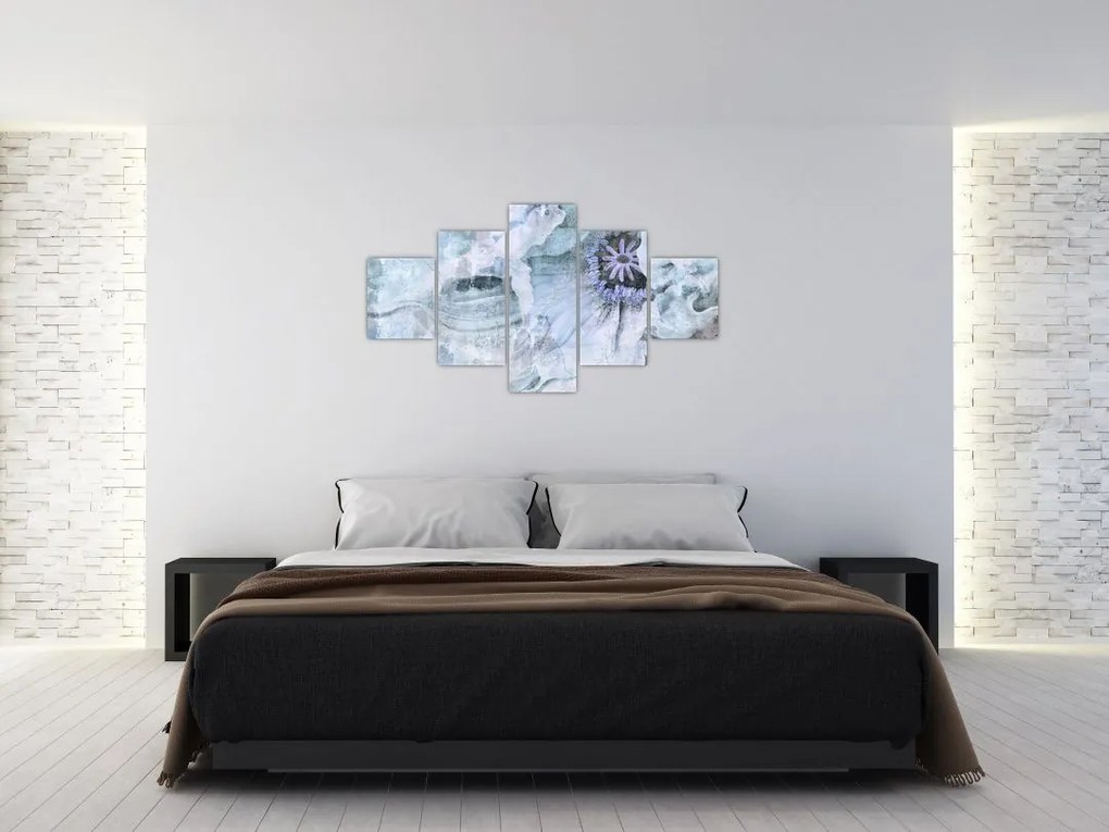 Obraz - Kwiatowy fresk na ceglanej ścianie (125x70 cm)