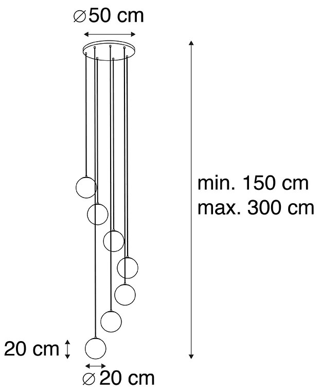 Inteligentna lampa wisząca czarna 7-światłowa w tym Wifi ST64 - Pallon ArtDeco Oswietlenie wewnetrzne