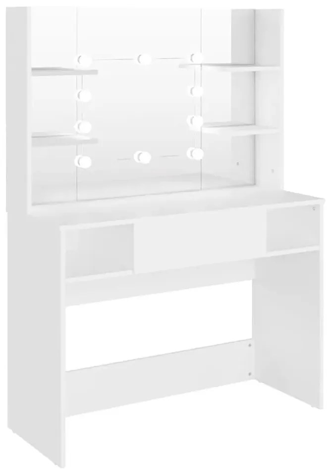 Biała Toaletka Z Lustrem I Żarówkami Led H4-E33