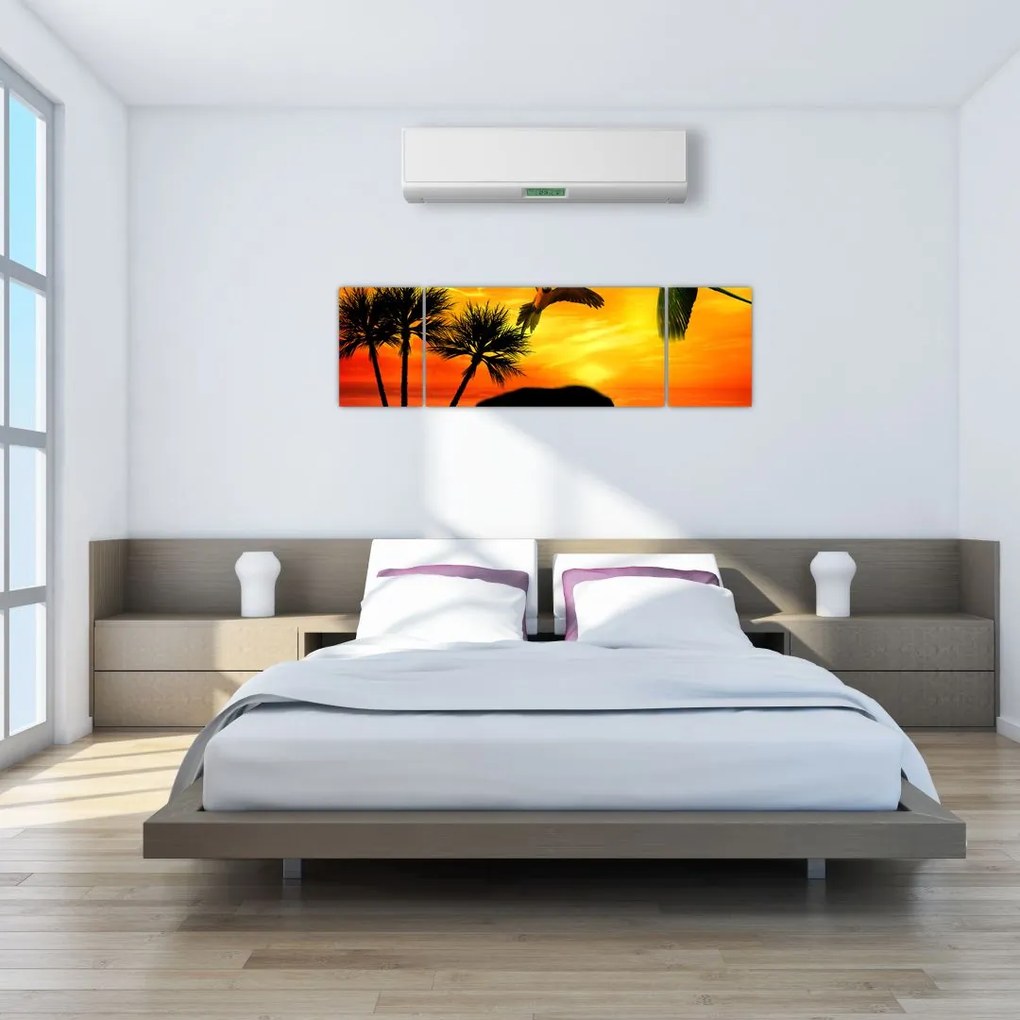 Obraz - papugi i słonie (170x50 cm)