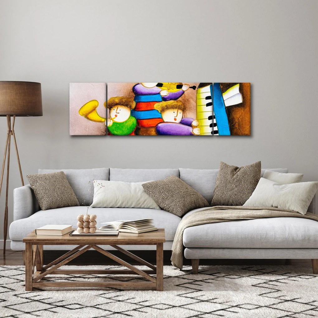 Obraz - Muzycy, malarstwo (170x50 cm)