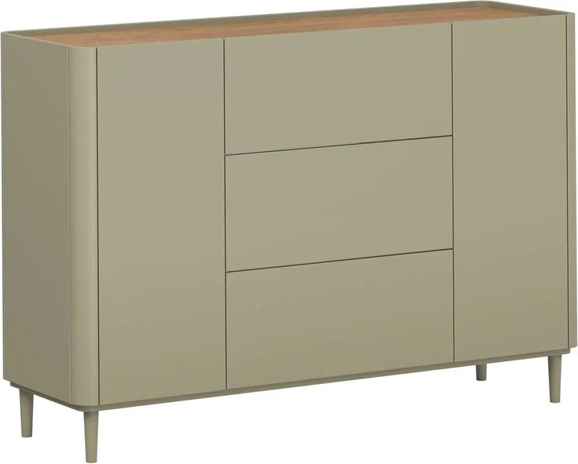 Komoda Elivo 150 cm z szufladami na nóżkach - eukaliptus / dąb baltic dune