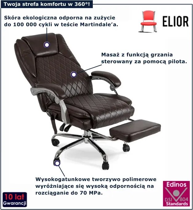 Brązowy masujący fotel prezesa N8-K18