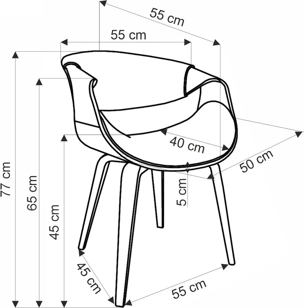 Orzechowe krzesło z giętej sklejki K544 Halmar