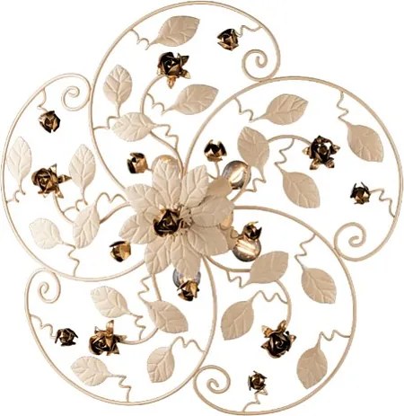 Piękna lampa sufitowa z żelaza lakierowanego na kolor kości słoniowej z 5 światłami, wys. 22 cm, Ø65 cm, BL196-PL5-AV