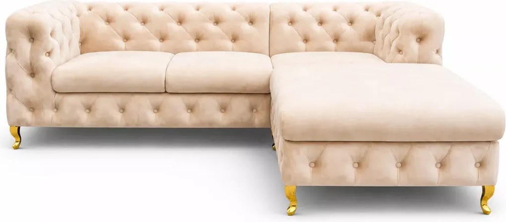 Narożnik Chesterfield Moet Light glamour luksusowy velvet 238x210 cm