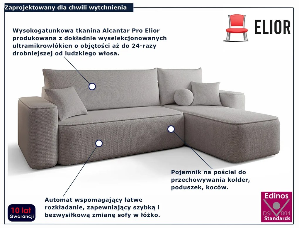 Szary nowoczesny narożnik z funkcją spania G3-C54