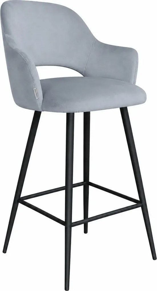 Hoker Milano krzesło barowe tkanina Welur podstawa metalowa : Kolor nogi - Czarna stożek, Kolor tkaniny - VELVET - BL06, Typ siedziska - Siedzisko obrotowe 360°