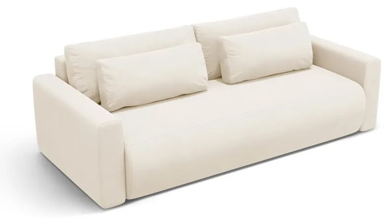 Beżowa aksamitna rozkładana sofa ze schowkiem 238 cm Belfast – Cosmopolitan Design