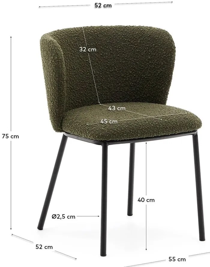 Zielony tapicerowany fotel jadalniany Ciselia – Kave Home