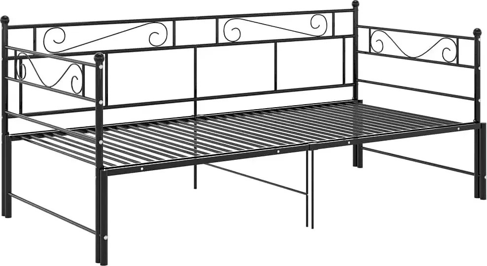Czarne metalowe łóżko rozkładane 90x200 cm N6-E46