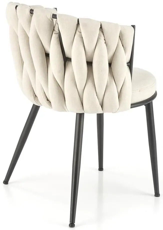 Beżowe tapicerowane designerskie krzesło - Dibler