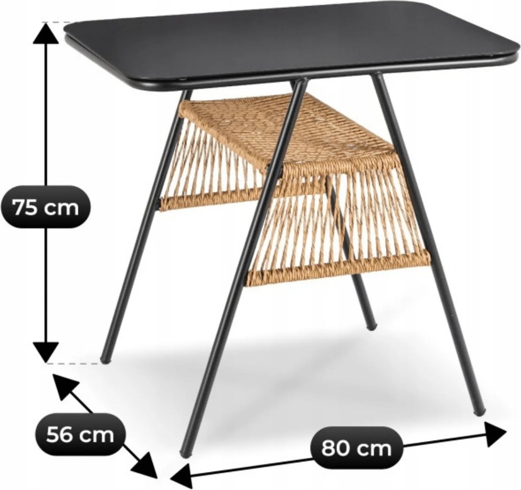 Zestaw Mebli Ogrodowych TRISTE Stolik i 2x Krzesło Brązowy/Czarny Rattan Nowoczesny