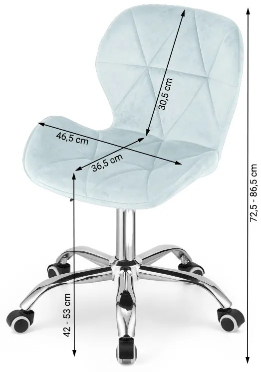 Zestaw do biura – składany stół ZARIMO 80×40 cm biały + krzesło biurowe AVOLA VELVET jasnoniebieskie