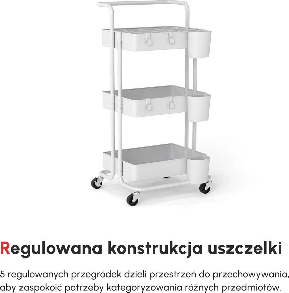 HOMCOM Wózek serwisowy z 3 koszami na półki