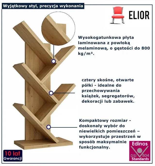 Regał drzewko na książki dąb artisan E8-H60