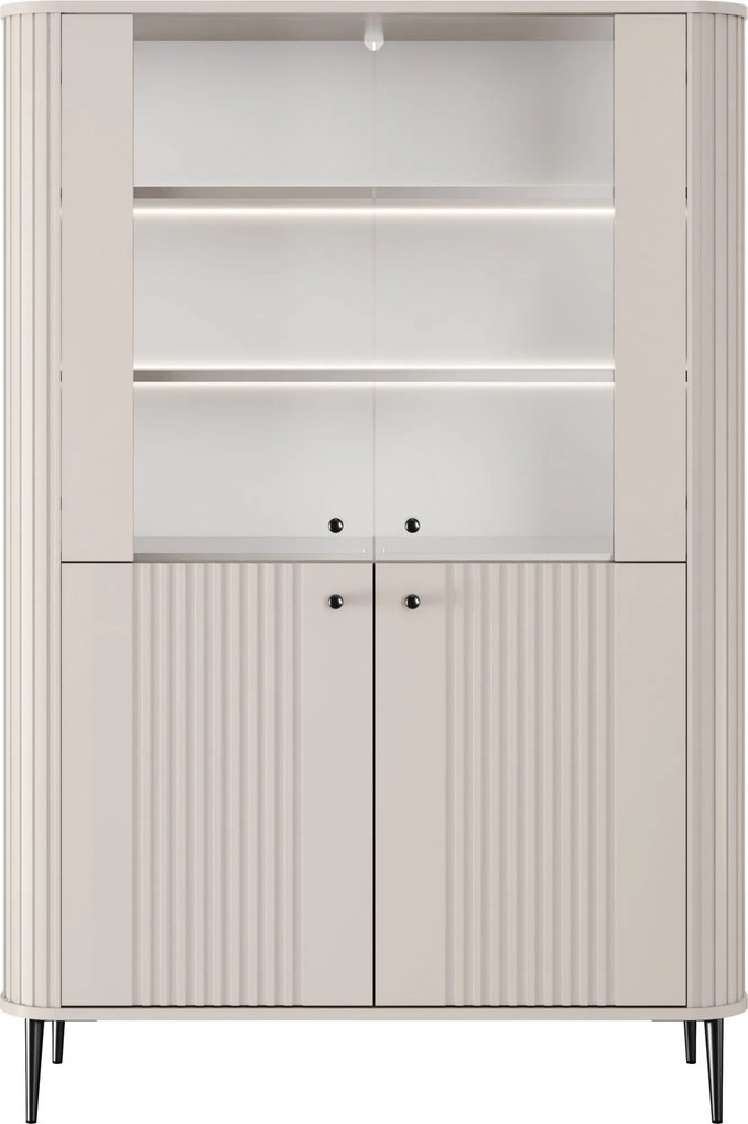 Witryna Vesper 103 cm czterodrzwiowa - kaszmir / czarne nogi