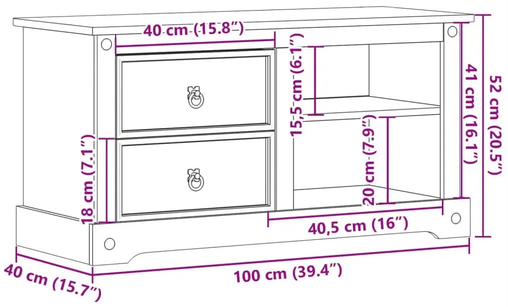 Sosnowa szafka RTV z 2 szufladami C7-G28