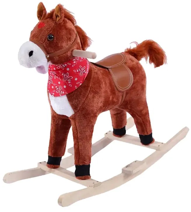 Konik Brązowy Koń na biegunach rży + ruchomy ogon i pysk bujak