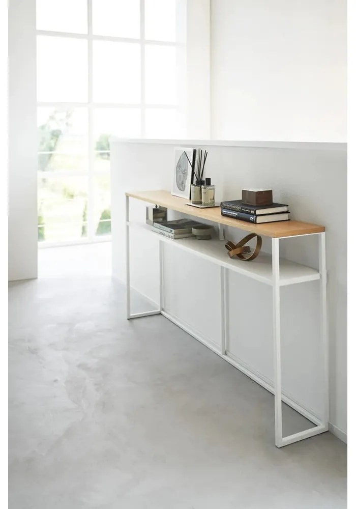 Biało-jasnobrązowa konsola w dekorze jesionu 20,5x126 cm Tower – YAMAZAKI