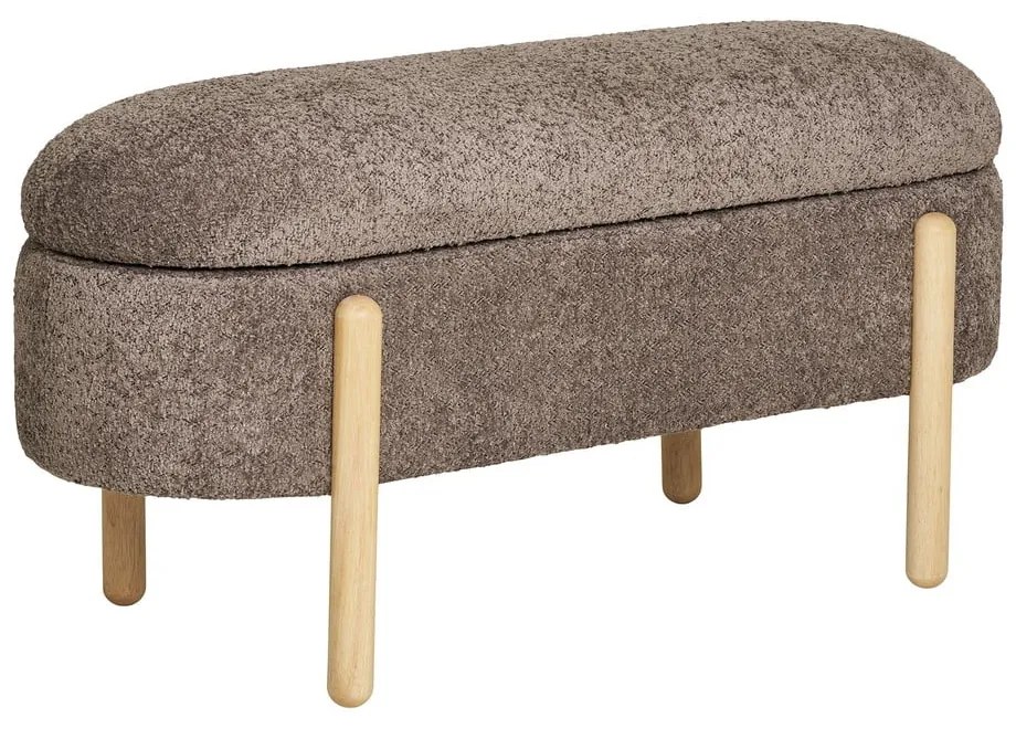 Brązowa ławka z materiału bouclé Branca – House Nordic