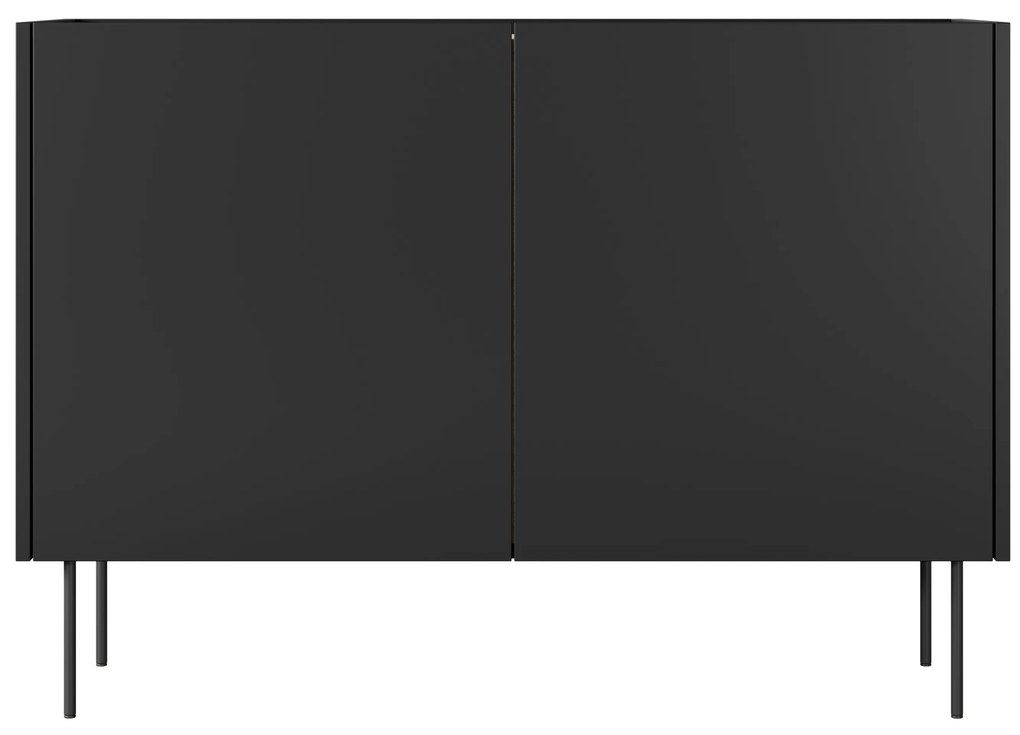 Komoda Desin 120 cm z metalowymi nogami - czarny mat / dąb nagano
