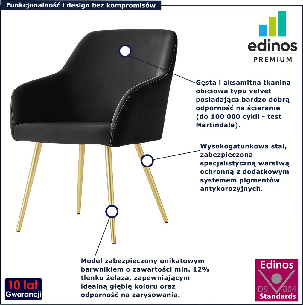 Zestaw 6 czarnych krzeseł w stylu glamour S0-B87