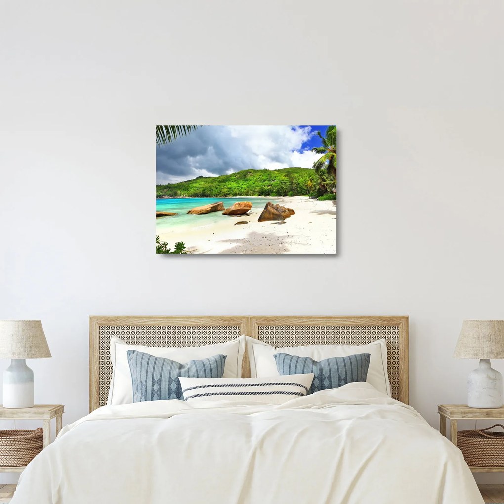 Obraz na szkle - Seszele, Takamaka beach (70x50 cm)