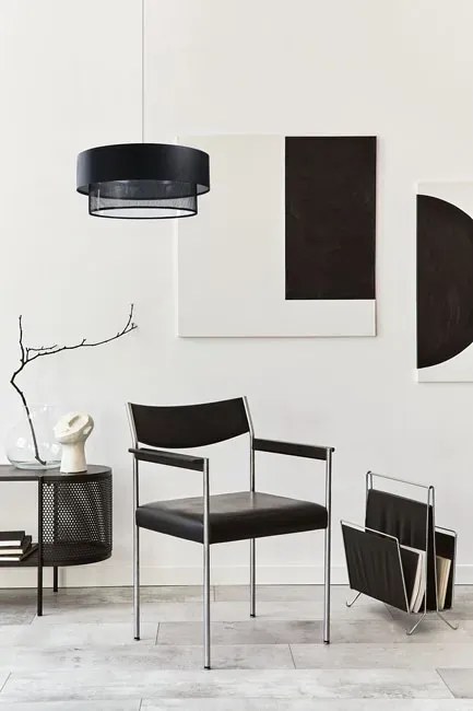 Czarna lampa wisząca nad stół z siatką - S435 D1-G89