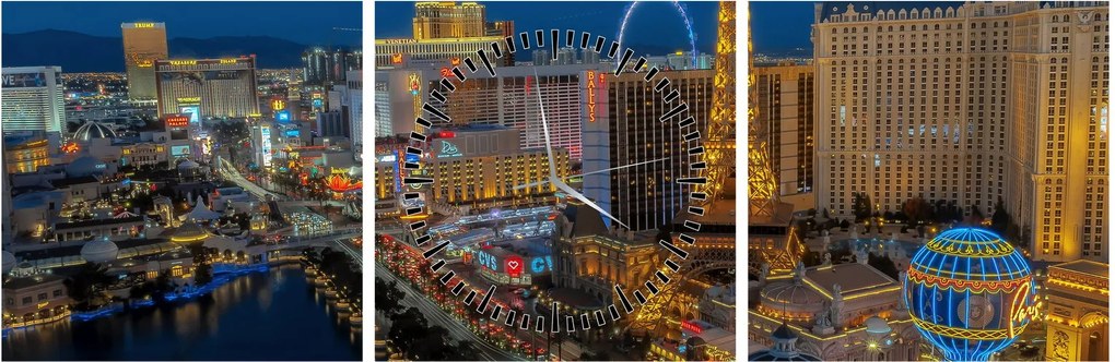 Obraz - Las Vegas (z zegarem) (90x30 cm)