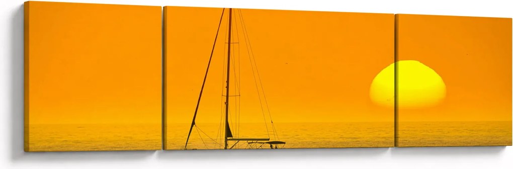 Obraz - Łódź na środku morza (170x50 cm)