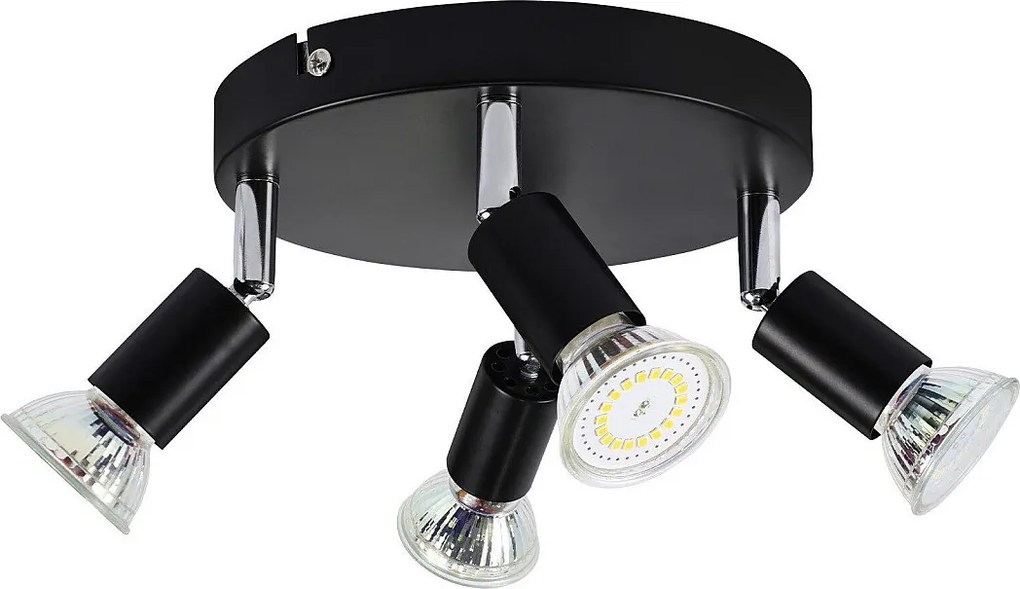 NETTLIFE 4 Czarne obrotowe reflektory sufitowe GU10 Metalowa nowoczesna lampa do salonu, kuchni, przedpokoju i jadalni