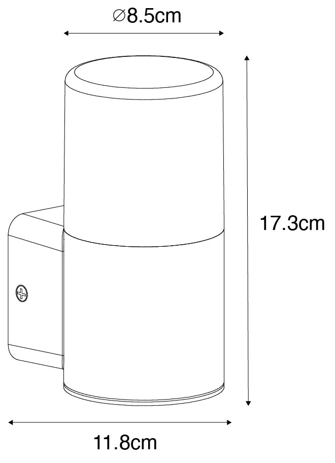 Nowoczesna lampa ścienna zewnętrzna czarna z kloszem w kolorze dymu IP44 - Odense