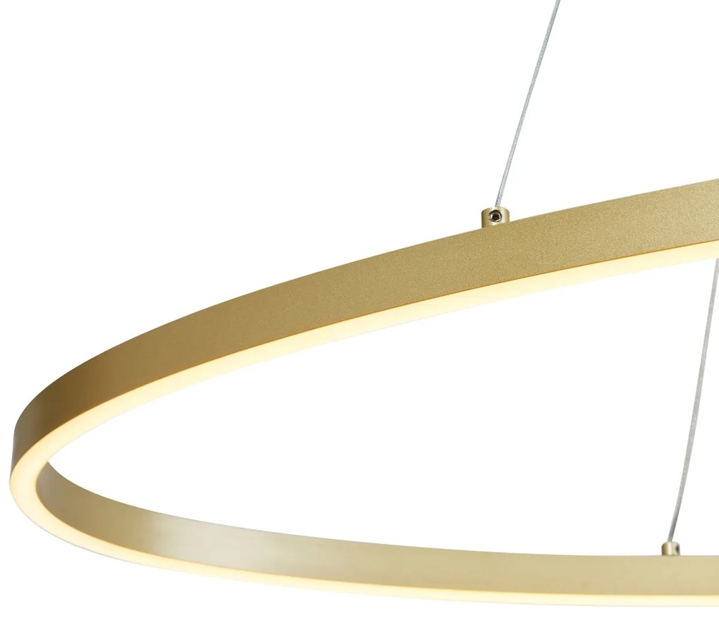 Designerska lampa wisząca mosiężna 120 cm z LED z 3-stopniowym ściemnianiem - OvalloDesignerski Oswietlenie wewnetrzne