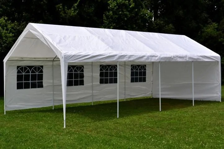 Duży namiot ogrodowy 32 m² – stalowe rurki, plandeka PE,4×8m