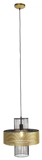 Designerska lampa wisząca złota z czarnym 30 cm - TessDesignerski Oswietlenie wewnetrzne