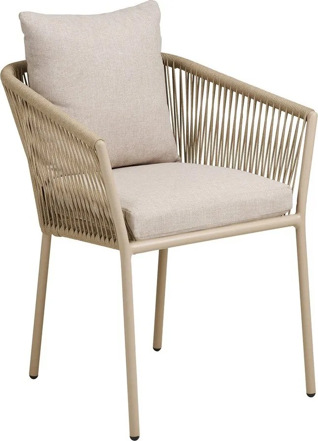 Beżowe metalowe tapicerowane krzesło ogrodowe Salerno – House Nordic