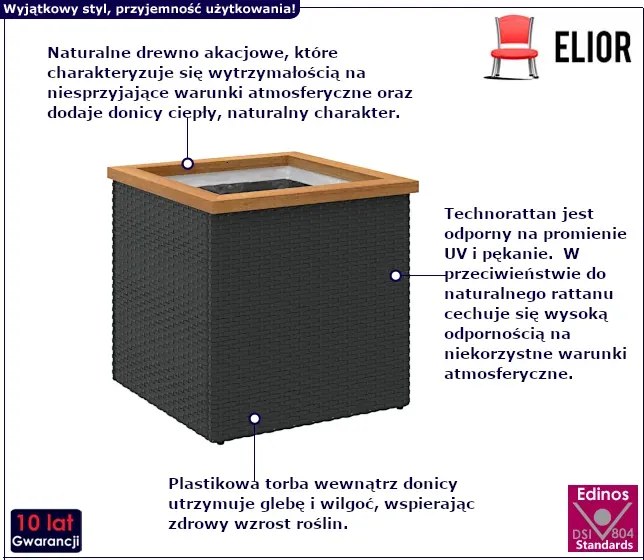 Elegancka czarna donica ogrodowa A3-D61
