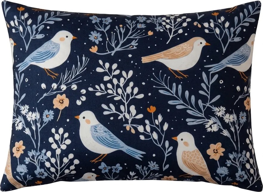 Poszewka na poduszkę z mikrofibry DENIM BIRDS 50x70 cm, niebieski