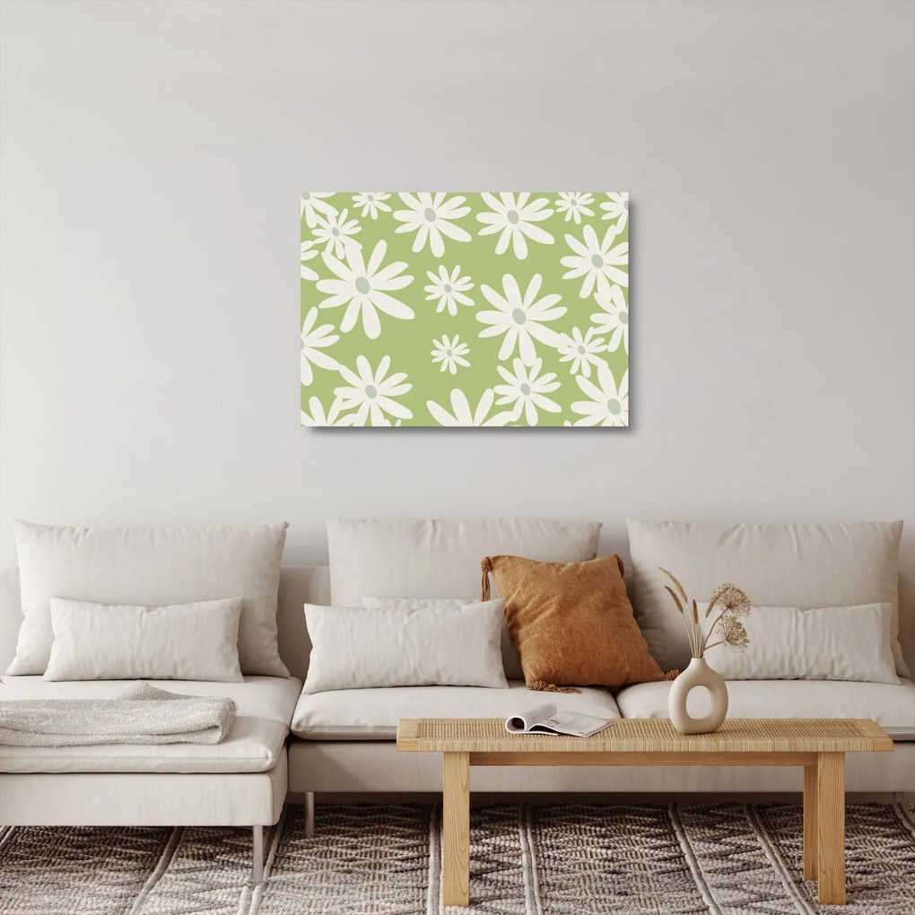 Obraz na szkle - Hipisi, zielone kwiaty N⁰1 (70x50 cm)