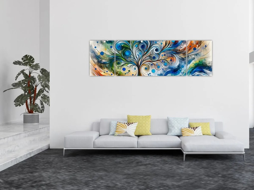 Obraz – Kolorowe energetyczne drzewo (170x50 cm)