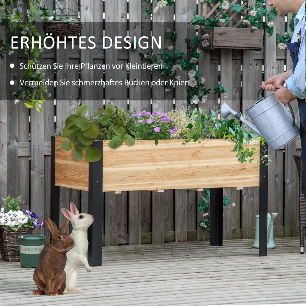 Outsunny podwyższona grządka, 120 cm x 60 cm x 74 cm