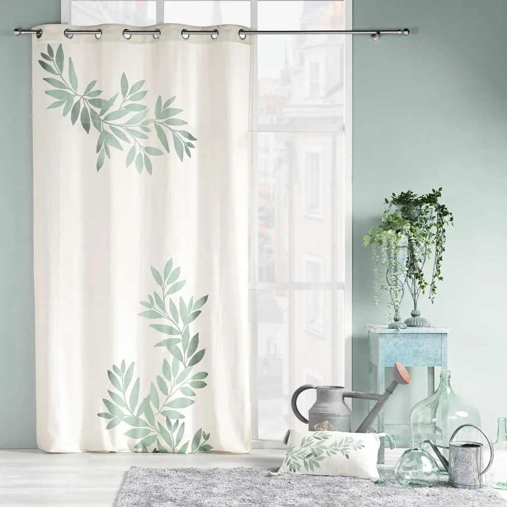 Biało-zielona zasłona 140x260 cm Nymphea – douceur d'intérieur