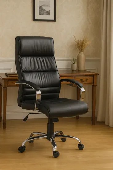 Czarny skórzany fotel gabinetowy S2-R00