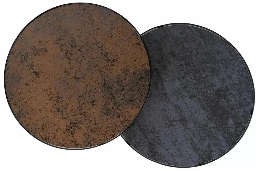 Stoliki pomocnicze PENELOPE zestaw 2 szt. Ø 50 cm, brązowy/czarny